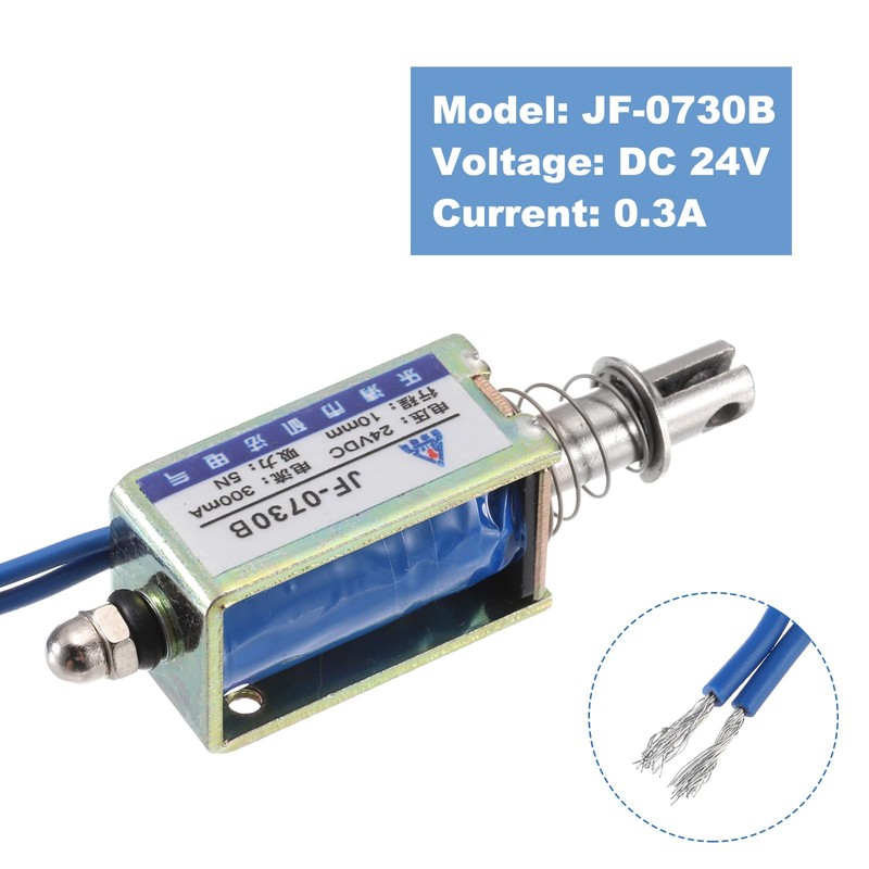 sourcing map DC 24V 0.3A Solenoid Electromagnet Push Pull Type