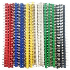 GTIWUNG Pin Header Set 2.54 mm Pitch 40 Pins Straight Single Row Header Connector Male Pin Header 40-Pin Single Row Connectors 6 Colours Pack of 72
