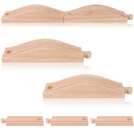 5 Pcs Wood Train Track Expansion Set Straight Wooden Train Track Expansion Wooden Train Bridges Straight Track Expansion Wooden Train Track Accessories for Most Major Toy Train Tracks Railway