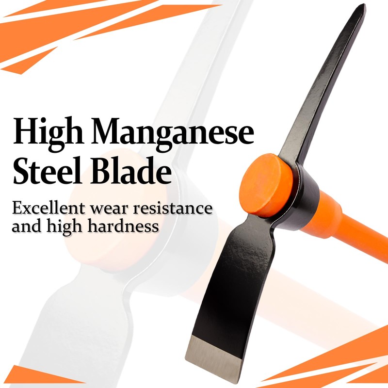 VNIMTI Pick Axe for Digging, Heavy Duty Pickaxe with Shock