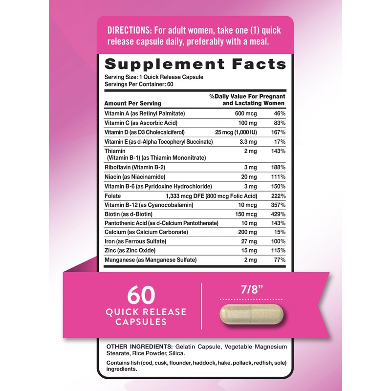 Nature's Truth Prenatal Vitamins With Folic Acid | 60 Capsules