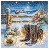 Winter Country Puzzles for Adults 1000 Pieces, Snowy Cowboy Boots