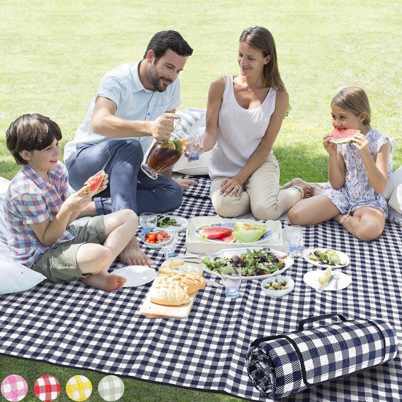 ZAZE Picnic Blankets Machine Washable, 80''x80'' Extra Large Waterproof Sandproof