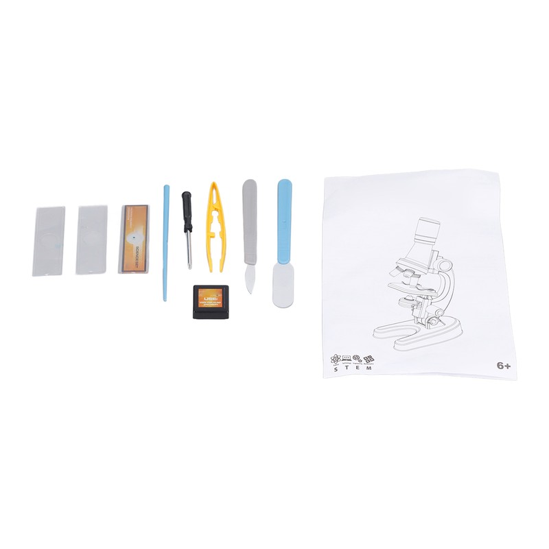 Kids Microscope Kit LED 1200X Microscope with Specimen Slides Science
