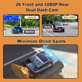 Diamond Lark Car Dash Camera Built-in WiFi, 2K Front and 1080P Rear Dual Dash Cam,Dashcam with 64G SD Card,3'' IPS Screen,170°Wide Angle,HD Night Vision,WDR,24H Parking Monitor,Loop Recording,G-Sensor