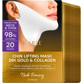 MAREE Mascarilla reafirmante V Line con oro de 24 quilates – Mascarilla facial de colágeno profundo para mujeres – Mascarilla moldeadora de mandíbula con retinol y ácido hialurónico – Reafirmante y te
