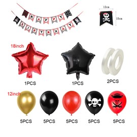 Pirate Birthday Party Decorations with Pirate Theme Party Happy Birthday Banner and Pirate Ship Balloons