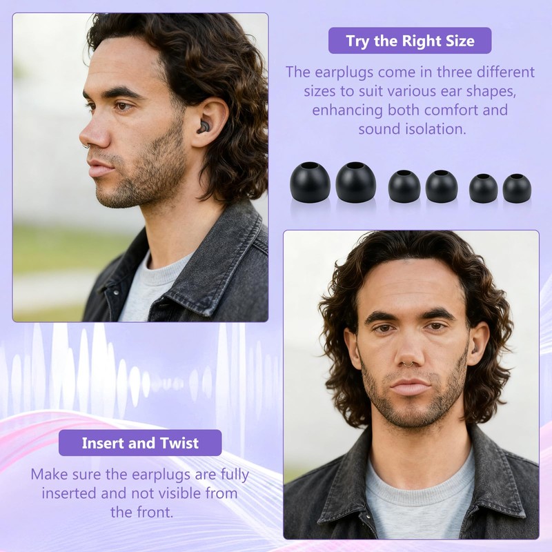 Noise Cancelling Ear Plugs for Sleep, Concerts, Work & Study