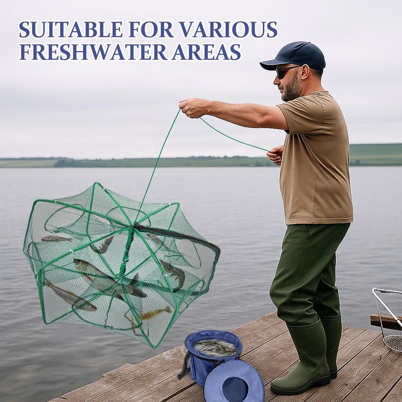 Minnow Trap 24in*10in” with Foldable Fishing Net & Collapsible Fish