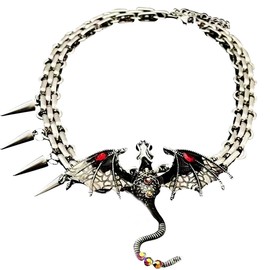 JeVenis Dragon Necklace Choker Gothic Sword Dragon Necklace Fantasy Pendant Gothic Jewelry for Men Women