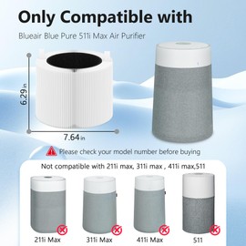 4 Packs 511i Max Replacement Filter Compatible with Blue Pure 511i Max Air Cleaner Purifier Small Room - Wifi, for Blue Pure F5MAX, 2-in-1 Premium Filter & Activated Carbon Filters