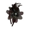 4 Feather Leopard Flower with Pearl Satin Headbands for Women