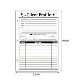 3-Hole Client Profile Cards for Salon, Spa & Hairdresser (100 per Pack, 5.5" X 8.5")