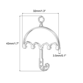 PATIKIL Alloy Open Back Bezel Pendants, 20 Pack Umbrella Shaped Hollow Resin Pendant Frame for DIY Crafts Earrings Necklace Bracelet Making, Silver Tone