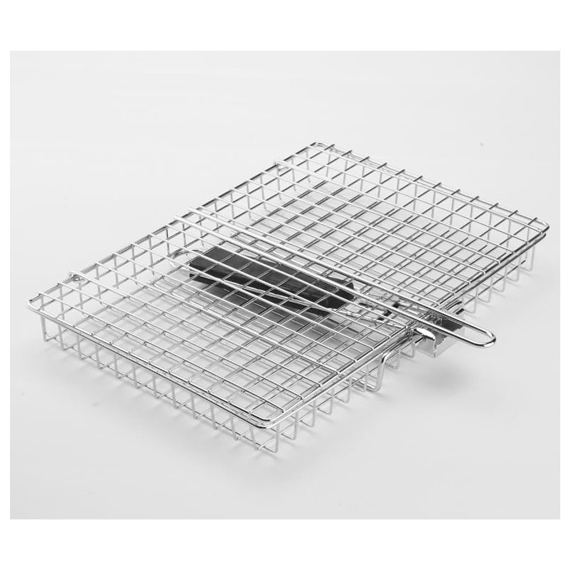 BRAVECOW BBQ Grill Basket Portable Carbon Steel Plating Folding Barbecue