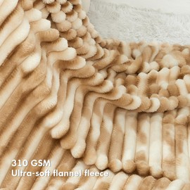 KFUBUO Fuzzy Throw Blanket for Couch Fleece Blanket Soft Cozy Plush Blanket 3D Ribbed Natural Gradient Queen Blanket, 90x90 Inches