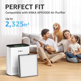 KNKA Genuine Air Purifier Replacement Filter, True HEPA Filter Compatible with APH30000 for High-Efficiency Air Filtration, Odor and Smoke Reduction, Pet Dander Version, 2 Pack