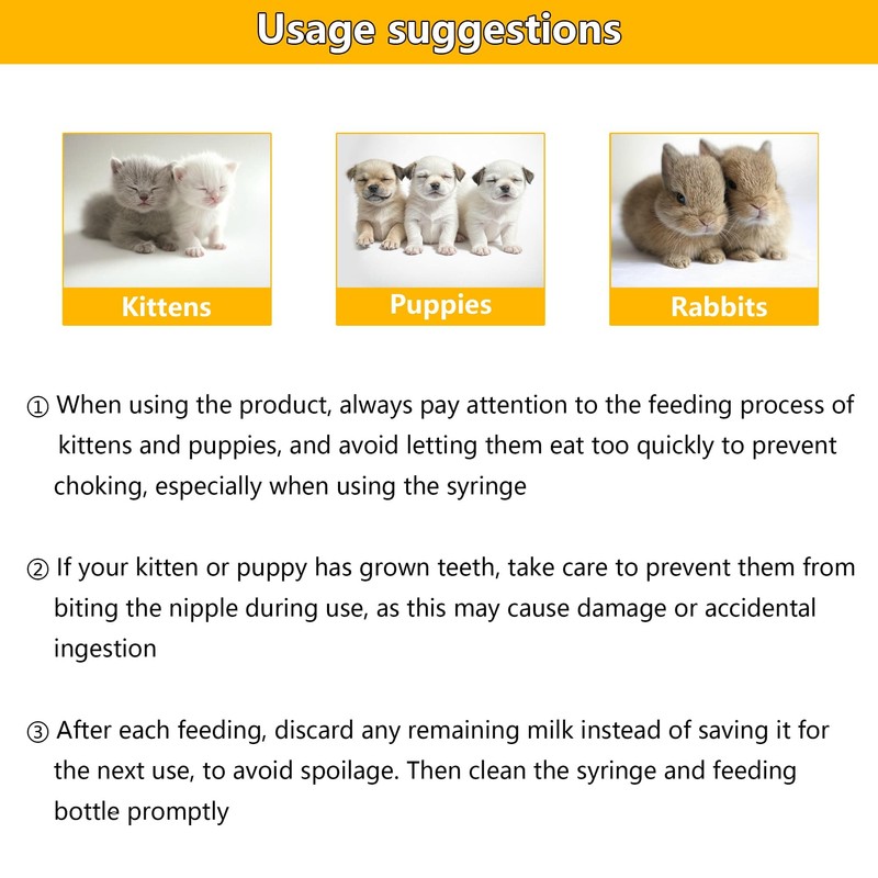YeulYuuri Pet Feeding Bottle and Syringe Set for Puppies and