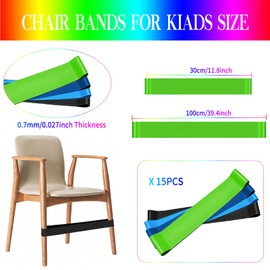 15 PCS Chair Bands for Kids with Fidgety Feet, Flexible Seating Classroom Furniture Rubber Bands for Kids, Fidget Bands for School Classroom Chairs and Desk, Ideal for ADHD, Autism, Hyperactivity