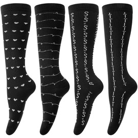 4 Pairs Compression Socks for Women & Men Light Support Breathable Comfort for Travel, Running & Daily Wear