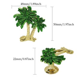 WhaGaay Palm Tree Cabinet Knobs 4 Pcs Cabinet Knobs Zinc Alloy Knobs Beach Ocean Theme Handles with 2 Sized Screws for Kitchen Cupboard Doors Closet Hardware, Green