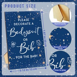 SytuHete 82 Pcs Baby Bib Bodysuit Baby Shower Set Baby Shower Game Sign Baby Feeder Bib Newborn Bodysuit Fabric Marker(Star)