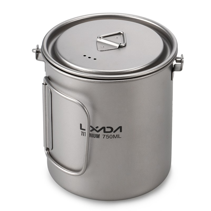 Lixada Lightweight Titanium 3 Pieces Set Titanium 750ml Pot 350ml