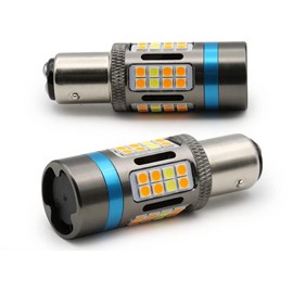 Syneticusa 1157 Error Free Canbus Dual Color Switchback LED Turn Signal Light Bulbs No Hyper Flash All in One Built In Resistors (Turn Signal-Amber and white alternate flash)