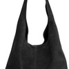 Caspar TL767 Large Leather Women’s Shopper Bag - Black -