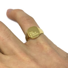 The World Is Yours Ring | Signet Gold Scarface Tony Montana Inspired Mens Womens Unisex Band Sovereign Pinky (XS)