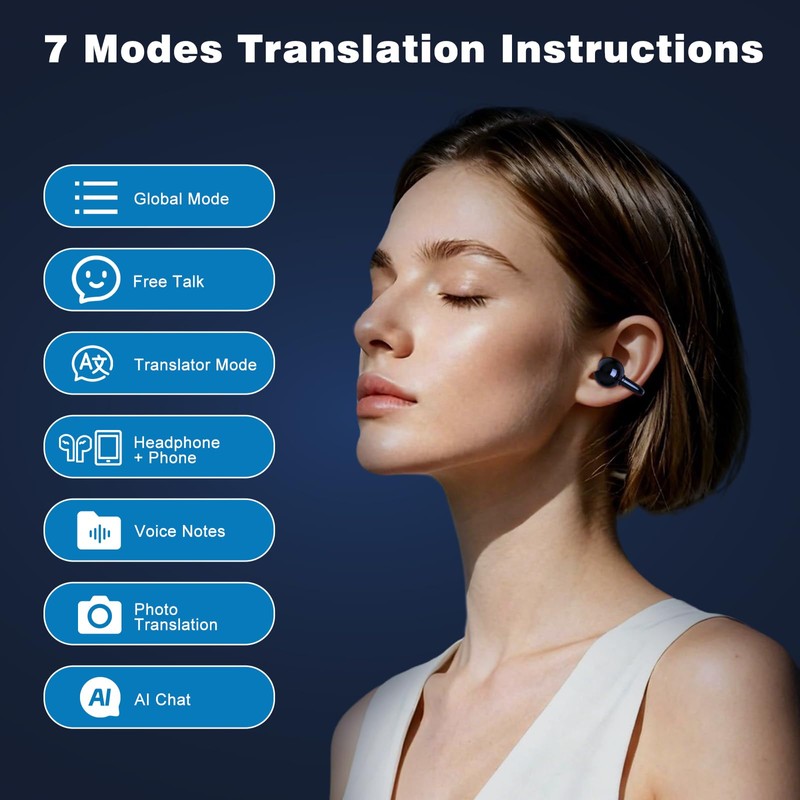 poodays AI Translation Earbuds Real Time, 164 Languages Translator Earbuds,
