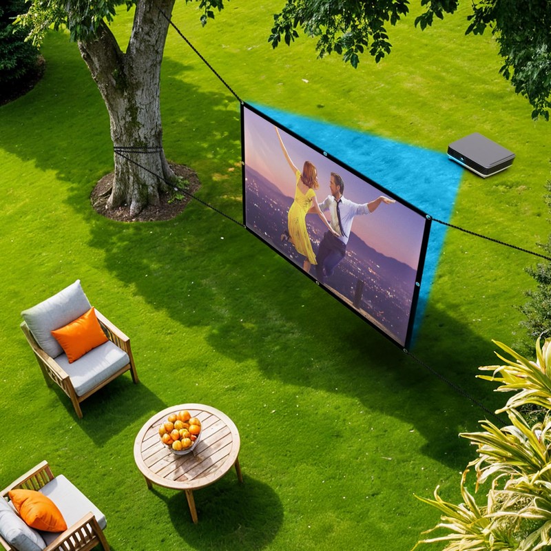 Maclean Portable Projection Screen - High-Quality Polyester Screen with 25