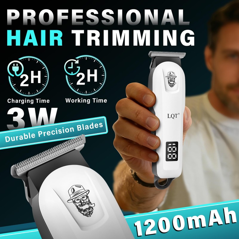 LQT Hair Clippers for Men Rechargeable Cordless Beard Trimmer &