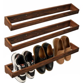 Dojomadf 3 Pcs Wall Mounted Shoe Rack, 30 Inch Wall Mounted Shoes Storage Organizer Space Saving for Mudroom Entryway Closet