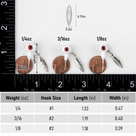 Dr.Fish 10 Pack Crappie Fishing Jigs Stand Up Round Jig Heads Painted Fishing Lure Spinner Blade Walleye Bass Trout Bluegill Freshwater Saltwater 1/4oz