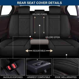 DISUTOGO Car Seat Cover Fit for Toyota Camry 2007-2025 Waterproof Faux Leather Seat Protector Vehicle Cushion Covers Compatible Airbag Full Set 5 Seats Black