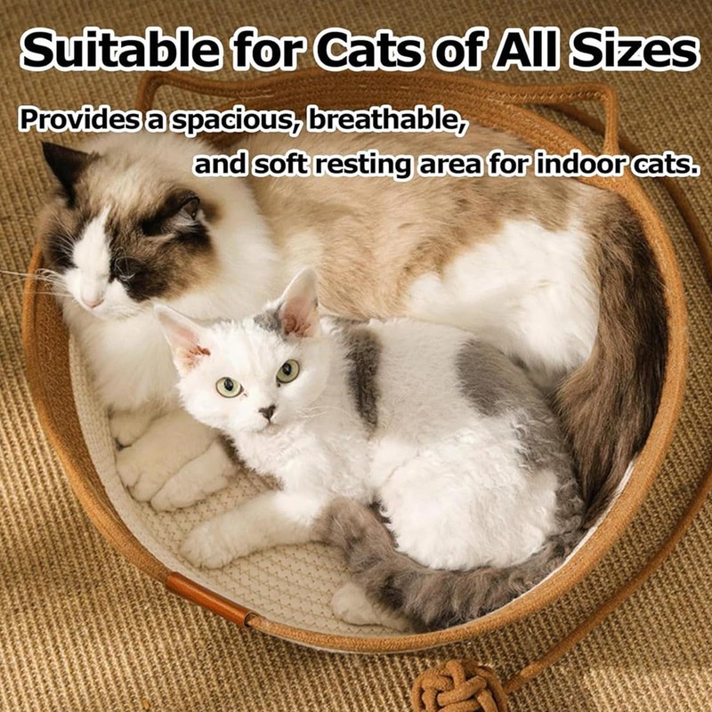 FHKPET Instinct Basket, Stimuli Handwoven cat Basket Rope Cotton Eliminates