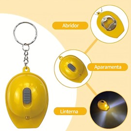 32 Recuerdos para Fiestas de Construcción Llavero Mini Abrebotellas Llavero Casco de Construcción para Cumpleaños (Amarillo x 32)