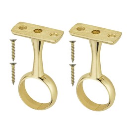 TERF® Polished Brass Ceiling-Mount Bracket for Up to 19mm Diameter Curtain Pole Wall Mount Rod Holder Closet Wardrobe Bracket Shower Curtain Rod Pipe Bracket with Fixing - Pack of 2