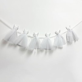 Bridal Shower Banner Garland with Tulle Dresses - Wedding Decoration for Bride to Be Chair Sign, Backdrop, and Engagement Party Table Decor