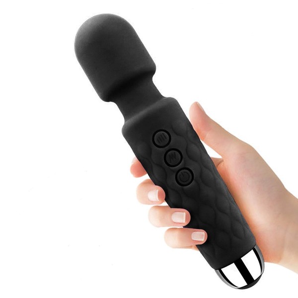 Cordless Wand Massger, Bolly Powerful Personal Massagers for Women with Multi Speeds for Therapeutic Muscle Aches and Sports Recovery-Black