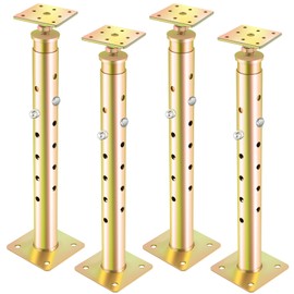 Threlaco 4 Pcs Adjustable Floor Jack House Floor Jacks Post Pole Galvanized House Jacks for Leveling Temporary Support Lifting Basement Joist Adjustment (High, 19.7-35.4 Inch)