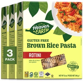 Heaven & Earth Brown Rice Pasta, Gluten Free Rotini, 12oz (3 Pack) | Whole Grain | Gluten Free Pasta | Amazing Texure - Tastes Like Regular Pasta