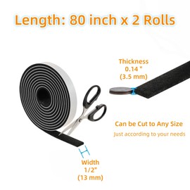 Furnigear Felt Strips with Adhesive Backing Heavy Duty Cuttable Felt Tape Roll Furniture Pads for Chair Legs - Protecting Hardwood Floors, Chair Wall Protector (Black, 80 x 0.5 x 0.14 Inch)