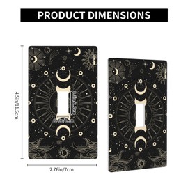Witchy Sun And Moon Light Switch Cover, Single Gang Toggle 1 Gang 4.50" X 2.76" Wall Plate Cover, Kitchen Home Decor