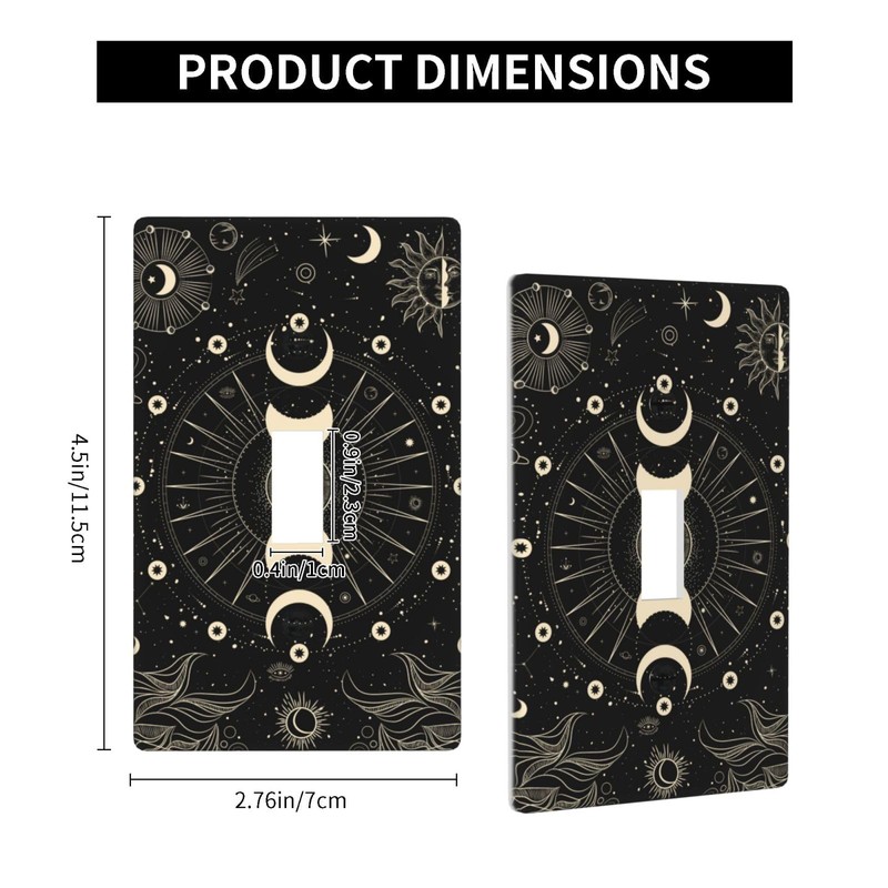 Witchy Sun And Moon Light Switch Cover, Single Gang Toggle