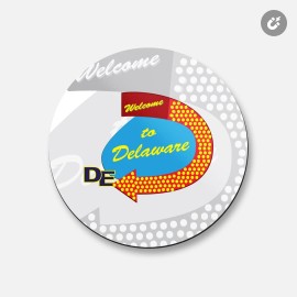 Unbranded Delaware USA State Welcome Road Sign | 4'' X 4'' Round Decorative Magnet