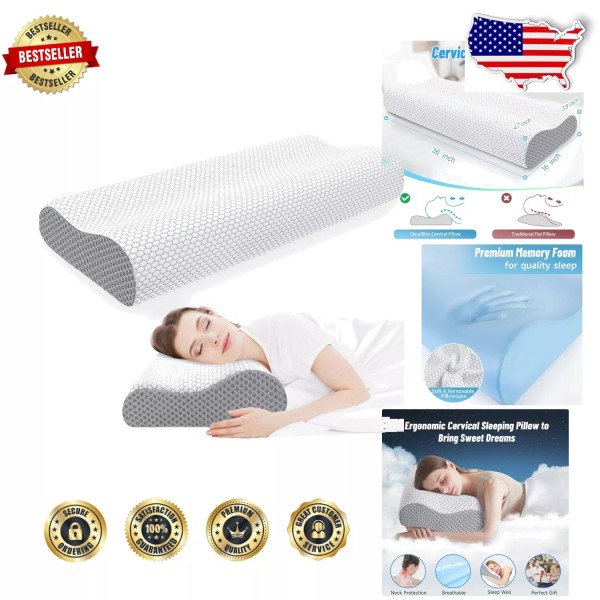 Orthopedic Memory Foam Pillow: Removable Cover for Side, Back, Stomach