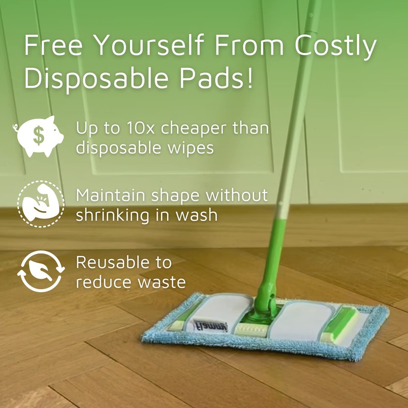Reusable Mop Pad for Swiffer Sweeper Mop, 12.5'' Microfiber Mop