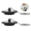 2-Pack Heavy-Duty Rubber Sink Plug with Chain | Universal Black